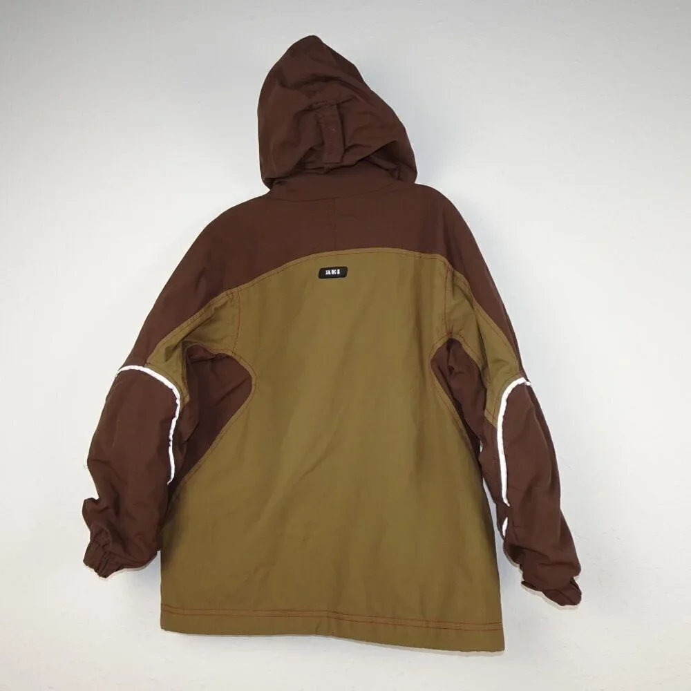REI Full Zip Jacket Boys Size S Brown Hood Pockets Lined